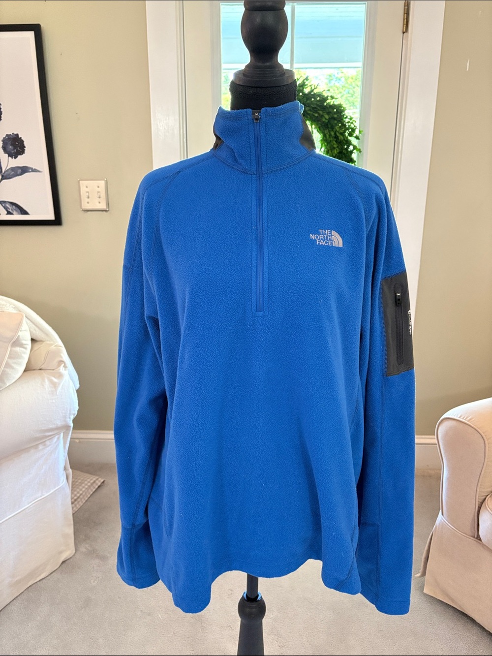 The North Face Blue Quarter-Zip Fleece Pullover with Sleeve Pocket